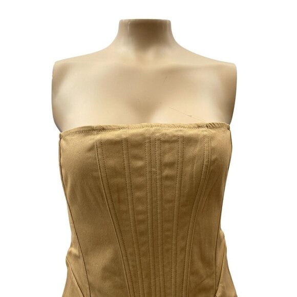 White Fox Strapless Corset Mini Dress Tan Brown Side Pockets Women’s Large NWT - Picture 11 of 11